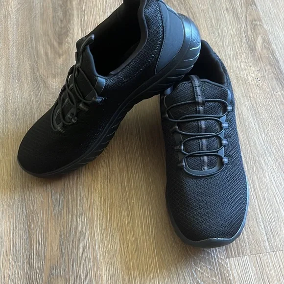 Athletic Works Comfort Fit Memory Foam Black Slip On Sneakers Size 9W - Picture 2 of 6